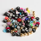 Bold Gold Shooting Star Charm Black Alphabet Beads Colorful Mix DIY Jar