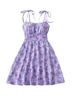 Women's Floral A-Line Mini Dress — Open Back, 10 Colors, XS–XXL