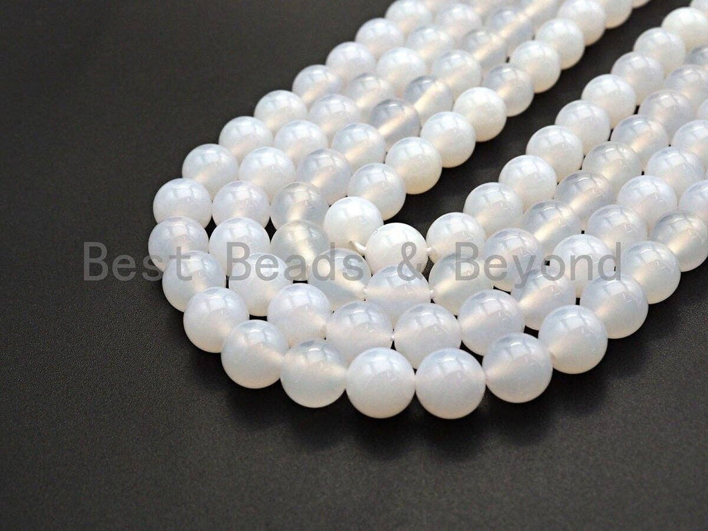 Quality Natural Milky White Agate Beads, UA82