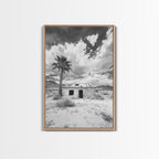 Palm Tree, Desert Shack, Abandoned Beauty, Western Minimalism, Canvas Print, Living Room Wall Art, Rustic Modern Style, Boho Wall Decor