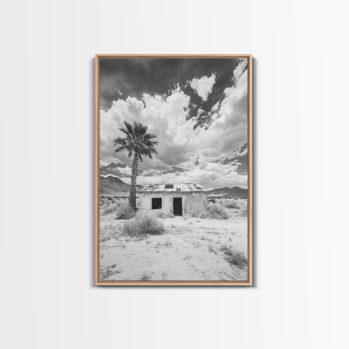 Palm Tree, Desert Shack, Abandoned Beauty, Western Minimalism, Canvas Print, Living Room Wall Art, Rustic Modern Style, Boho Wall Decor