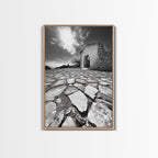 Desert Archway, Stone Ruins, Sunny Sky, Canvas Print, Rustic Travel Wall Art, Mediterranean Decor, Minimalist Earthy Aesthetic