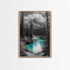 Mountain River, Turquoise Stream, Serene Nature Scene, Canvas Print, Living Room Wall Art, Minimal Landscape Decor, Cabin Vibes