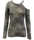 Inc Asymmetrical Animal-Print Top, Size Large