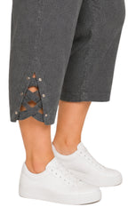 Women's Lightweight Capri Pants with Studded Hem Detail