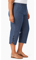 Women's Lightweight Capri Pants with Studded Hem Detail