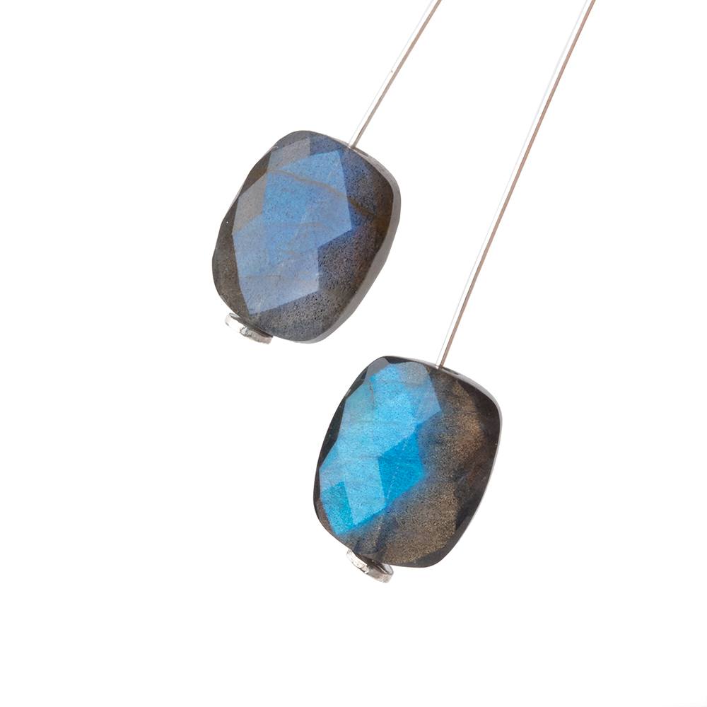 12x10mm Labradorite Faceted Rectangle Focals Set of 2 Beads AA 1mm hole