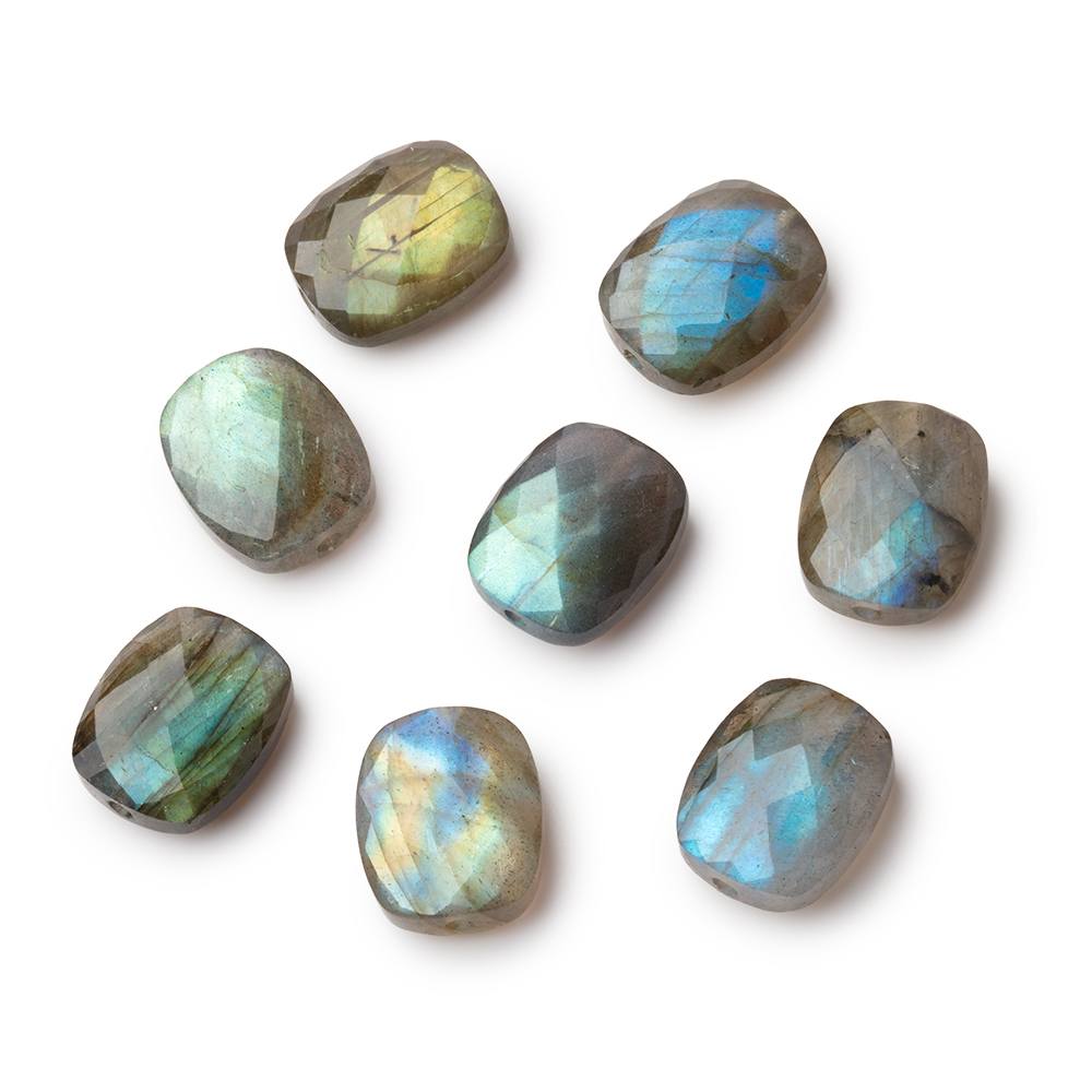 12x10mm Labradorite Faceted Rectangle Focals Set of 2 Beads AA 1mm hole