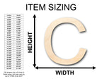 Unfinished Wood Arial Letter C Shape - Craft - up to 46" DIY