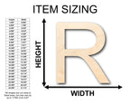 Unfinished Wood Arial Letter R Shape - Craft - up to 46" DIY