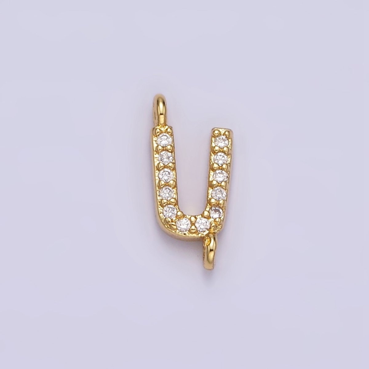 14K Gold Filled 11mm A-Z Initial Letter Alphabet Micro Paved CZ Personalized Sideways Connector | A-A1002-A-A1014