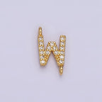 14K Gold Filled 11mm A-Z Initial Letter Alphabet Micro Paved CZ Personalized Sideways Connector | A-A1002-A-A1014