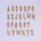 14K Gold Filled 11mm A-Z Initial Letter Alphabet Micro Paved CZ Personalized Sideways Connector | A-A1002-A-A1014
