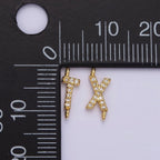 14K Gold Filled 11mm A-Z Initial Letter Alphabet Micro Paved CZ Personalized Sideways Connector | A-A1002-A-A1014