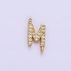 14K Gold Filled 11mm A-Z Initial Letter Alphabet Micro Paved CZ Personalized Sideways Connector | A-A1002-A-A1014