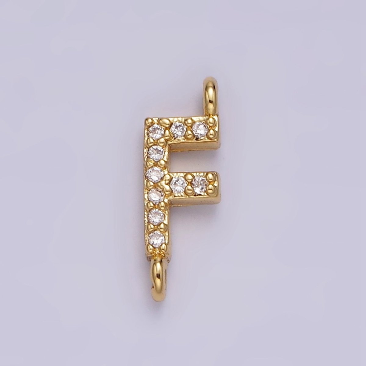 14K Gold Filled 11mm A-Z Initial Letter Alphabet Micro Paved CZ Personalized Sideways Connector | A-A1002-A-A1014