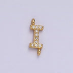 14K Gold Filled 11mm A-Z Initial Letter Alphabet Micro Paved CZ Personalized Sideways Connector | A-A1002-A-A1014