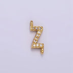 14K Gold Filled 11mm A-Z Initial Letter Alphabet Micro Paved CZ Personalized Sideways Connector | A-A1002-A-A1014