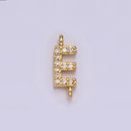 14K Gold Filled 11mm A-Z Initial Letter Alphabet Micro Paved CZ Personalized Sideways Connector | A-A1002-A-A1014