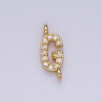 14K Gold Filled 11mm A-Z Initial Letter Alphabet Micro Paved CZ Personalized Sideways Connector | A-A1002-A-A1014