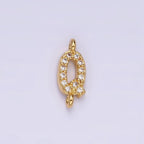 14K Gold Filled 11mm A-Z Initial Letter Alphabet Micro Paved CZ Personalized Sideways Connector | A-A1002-A-A1014