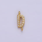14K Gold Filled 11mm A-Z Initial Letter Alphabet Micro Paved CZ Personalized Sideways Connector | A-A1002-A-A1014