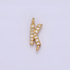 14K Gold Filled 11mm A-Z Initial Letter Alphabet Micro Paved CZ Personalized Sideways Connector | A-A1002-A-A1014