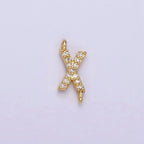 14K Gold Filled 11mm A-Z Initial Letter Alphabet Micro Paved CZ Personalized Sideways Connector | A-A1002-A-A1014