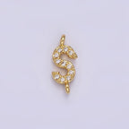 14K Gold Filled 11mm A-Z Initial Letter Alphabet Micro Paved CZ Personalized Sideways Connector | A-A1002-A-A1014