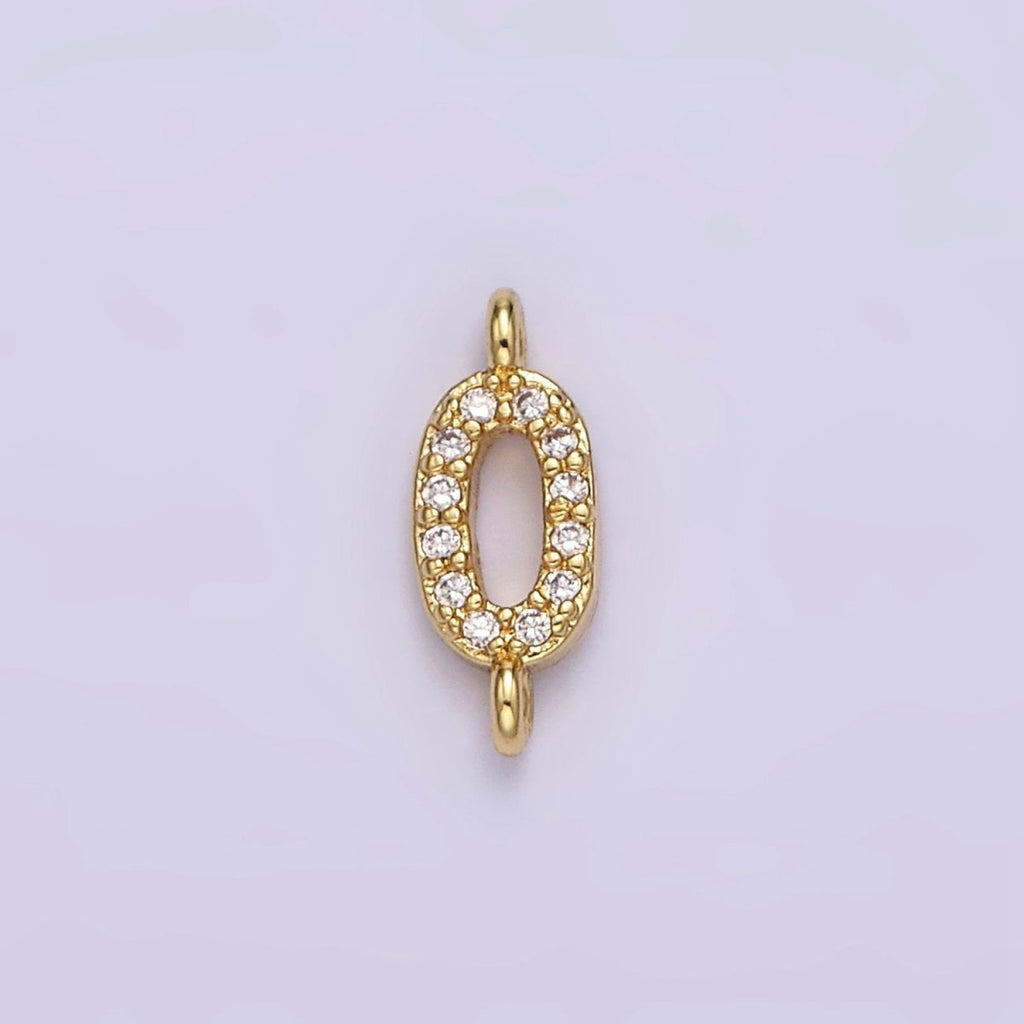 14K Gold Filled 11mm A-Z Initial Letter Alphabet Micro Paved CZ Personalized Sideways Connector | A-A1002-A-A1014