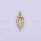 14K Gold Filled 11mm A-Z Initial Letter Alphabet Micro Paved CZ Personalized Sideways Connector | A-A1002-A-A1014