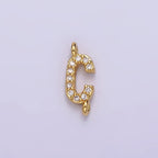 14K Gold Filled 11mm A-Z Initial Letter Alphabet Micro Paved CZ Personalized Sideways Connector | A-A1002-A-A1014
