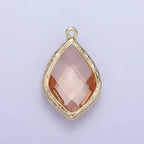 14k Gold Filled 22mm White, Peach Multifaceted Teardrop Bezel Charm | AG005 AG006