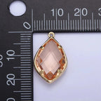 14k Gold Filled 22mm White, Peach Multifaceted Teardrop Bezel Charm | AG005 AG006