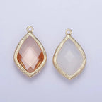 14k Gold Filled 22mm White, Peach Multifaceted Teardrop Bezel Charm | AG005 AG006
