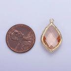 14k Gold Filled 22mm White, Peach Multifaceted Teardrop Bezel Charm | AG005 AG006