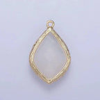 14k Gold Filled 22mm White, Peach Multifaceted Teardrop Bezel Charm | AG005 AG006
