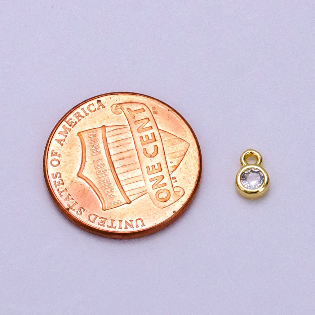 14K Gold Filled 4mm Clear CZ Bezel Mini Charm | AG382