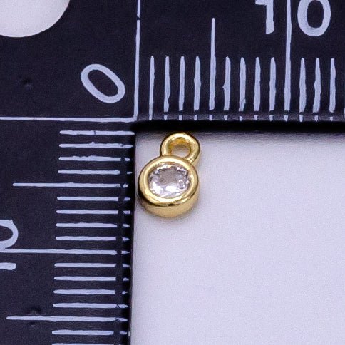 14K Gold Filled 4mm Clear CZ Bezel Mini Charm | AG382