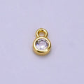 14K Gold Filled 4mm Clear CZ Bezel Mini Charm | AG382