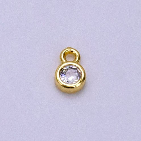 14K Gold Filled 4mm Clear CZ Bezel Mini Charm | AG382