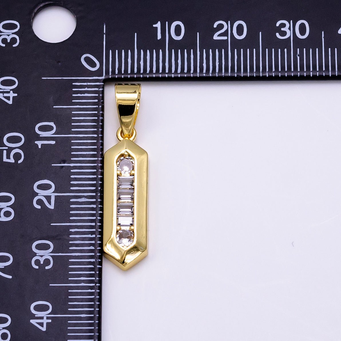 14K Gold Filled Baguette Geometric Tag Pendant | AA1268