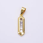14K Gold Filled Baguette Geometric Tag Pendant | AA1268