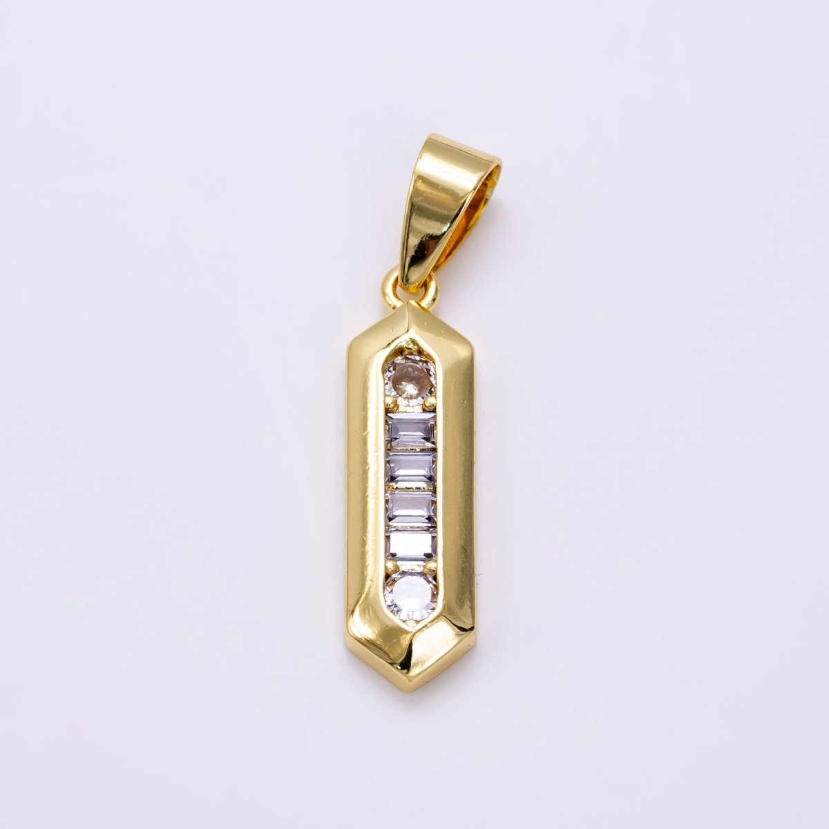 14K Gold Filled Baguette Geometric Tag Pendant | AA1268