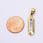 14K Gold Filled Baguette Geometric Tag Pendant | AA1268