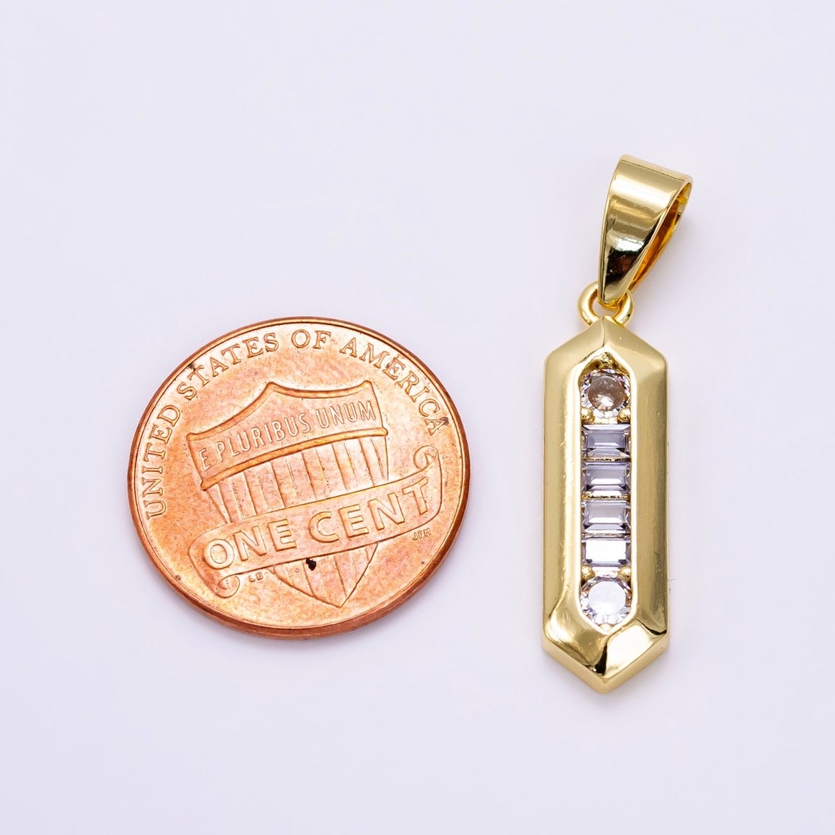 14K Gold Filled Baguette Geometric Tag Pendant | AA1268