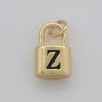 14K Gold Filled Padlock Letter Initial Lock Personalized Charm Pendant | A-822-A-834