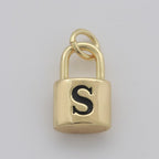 14K Gold Filled Padlock Letter Initial Lock Personalized Charm Pendant | A-822-A-834