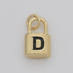 14K Gold Filled Padlock Letter Initial Lock Personalized Charm Pendant | A-822-A-834