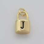 14K Gold Filled Padlock Letter Initial Lock Personalized Charm Pendant | A-822-A-834